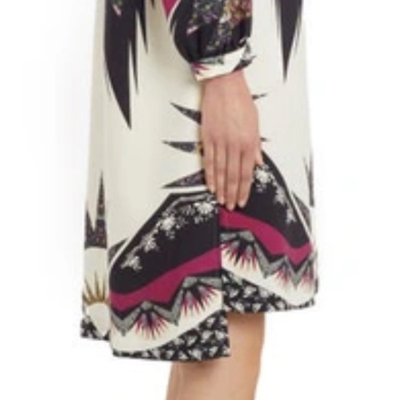 ETRO Gimmie Patchwork Boho Long Sleeve Wool & Silk Shift High-Low Mini Dress NEW - Picture 7 of 15